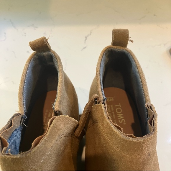 Toms Boots Womens US 9 Deia Ankle Booties Brown Suede Side Zip Heels 10014697 - Picture 11 of 13